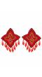 Red Beads Studded Handcrafted Sigle Star  Contemporary Drop Earrings CFE1696