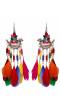 Oxidised Silver plated Multicolored Feather  Earrings