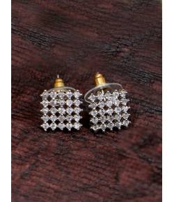 White Gold Diamond Stud Square Shape Earring CFE1723