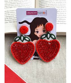 Strawberry Earrings- Beaded Quirky Earrings Women and Girls