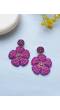 Purple Flower Beaded Earrings for Girls and Women