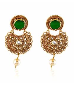 Emerald spiral link intricate earring