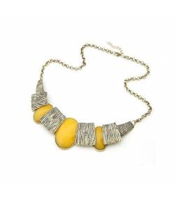 Yellow Oval Block Necklace