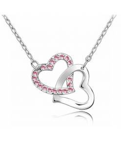 Cross Connected Heart Diamond Necklace