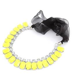 Fluorescent Yellow Ribbon Necklace