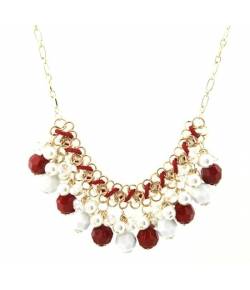 Red Bohemia Crystal Pearl Necklace