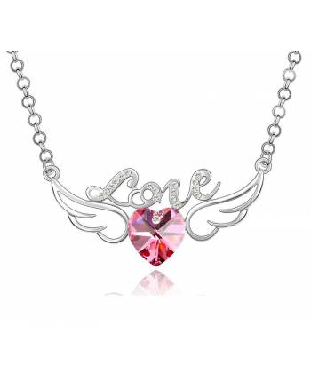 Angel Wings Valentine Heart Necklace