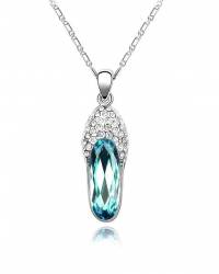 Blue Crystal Shoe Pendant Necklace