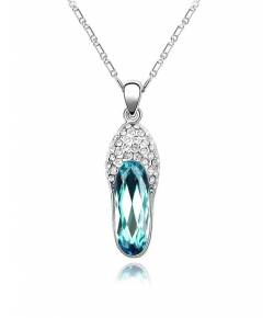 Blue Crystal Shoe Pendant Necklace
