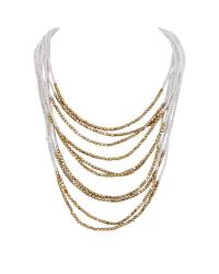 Buy Online Crunchy Fashion Earring Jewelry Black-White Mirror Work Choker Set - Beaded Necklace Set for Handmade Beaded Jewellery CFS0490