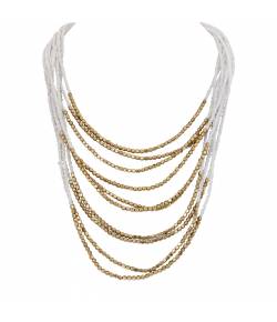 White Multilayer Beads Necklace