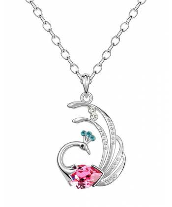 Valentine Special Pink Peacock Pendant Necklace