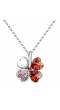 Red and Silver Crystal Clover Necklace