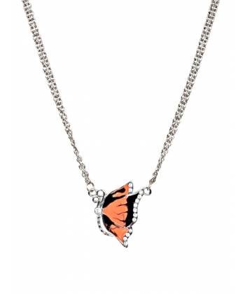 Coral Butterfly Pendant Necklace