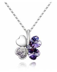 Austrain Crystal Purple Clover Necklace