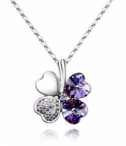 Austrain Crystal Purple Clover Necklace