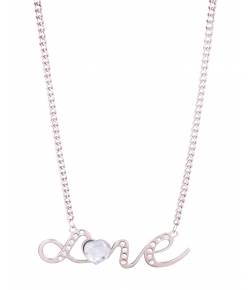Bright Silvery Crystal Love Pendant Necklace