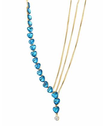 String of Blue Hearts Statement Necklace