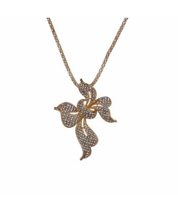 Gold-Plated Floral Knot Design Pendant Necklace CFN0636