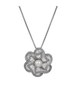 Oxidised German Silver Floral Pendant Necklace