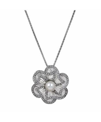 Oxidised German Silver Floral Pendant Necklace
