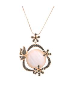 Gold-Plated Elegant Pink Pearl Design Necklace cfn0646