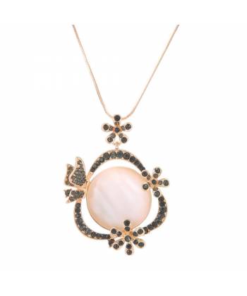 Gold-Plated Elegant Pink Pearl Design Necklace cfn0646
