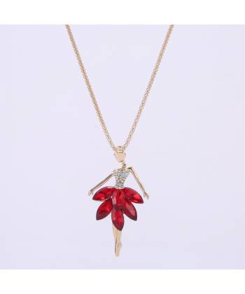 Oxidized Silver Red Doll Pendant Necklace 