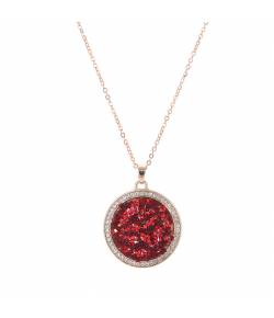 Red Druzy Pendant Necklace