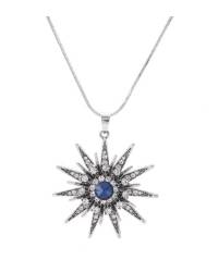 Buy Online Crunchy Fashion Earring Jewelry Oxidised German Silver Floral Pendant Necklace  CFN0639