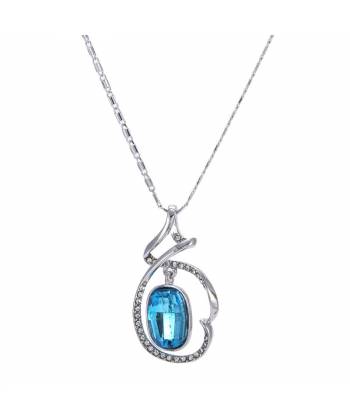 Elegant Aqua Crystal Pendant Necklace