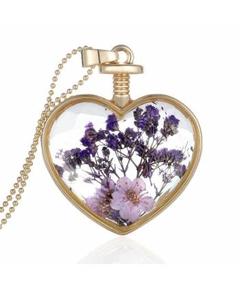 Gold Plated Heart Purple Necklace 