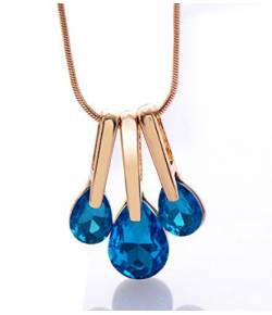 Blue Crystal Pendant Necklace Set