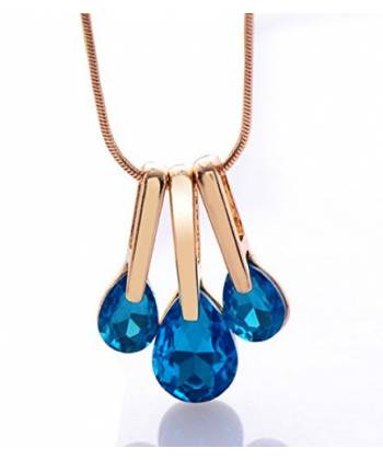 Blue Crystal Pendant Necklace Set