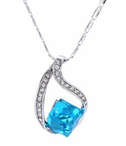 Alloy Skyblue Crystal Pendant Necklace Set 