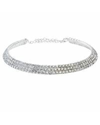 Buy Online Crunchy Fashion Earring Jewelry Crystal Diamante Rhinestone Two Line Choker for Women Jewellery CFN0760