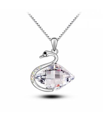 Clear Crystal Swan Pendant Necklace
