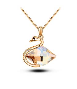 Peach Crystal Swan Pendant Necklace