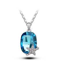 Buy Online Crunchy Fashion Earring Jewelry Twinkling Star Aqua Crystal Pendant Jewellery CFN0778