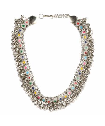 Oxidized Silver Plated Multi Colour Necklace Set