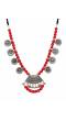 Oxidized German Silver Red Pearls Necklace 