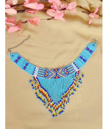 Crunchy Fashion Multi Layer Blue Beads Necklace Set CFN0922