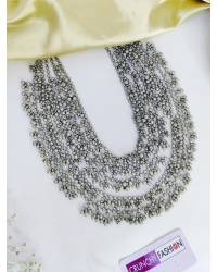 Silver Oxidised Afghan Style Ghoongoo Necklace Set for Women & Girls