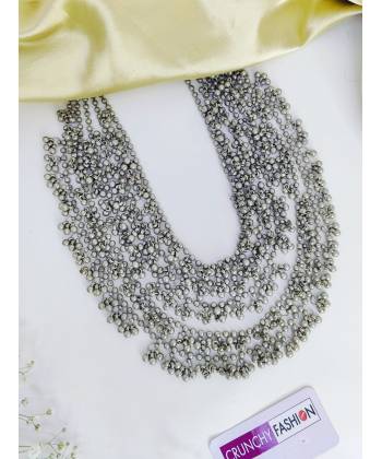 Silver Oxidised Afghan Style Ghoongoo Necklace Set for Women & Girls