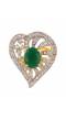 Green Oval cut Heart CZ Ring