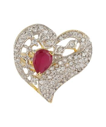 Pink Oval cut Heart CZ Ring