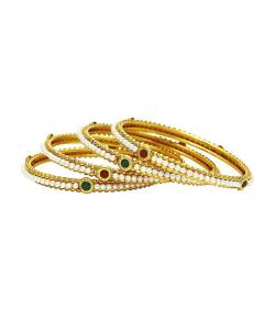 Traditional Gold Platted Pearl Studded Bangle Set