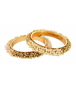Traditional Gold Platted Pearl Bangle Set