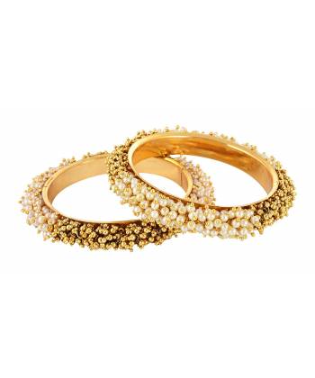 Traditional Gold Platted Pearl Bangle Set