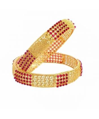 Traditional Red Pearl Studded Bangle Set for Women